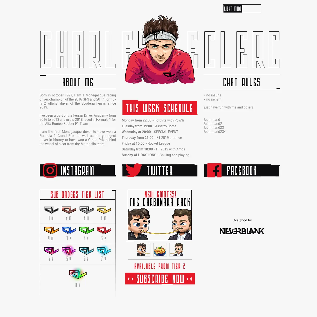 Charles Leclerc streaming overlays and social content design